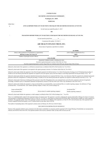 Thumbnail Franklin BSP Realty Trust 10-K Annual Report 2013