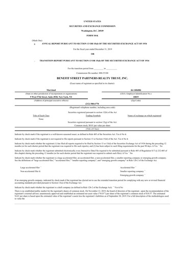 Thumbnail Franklin BSP Realty Trust 10-K Annual Report 2019