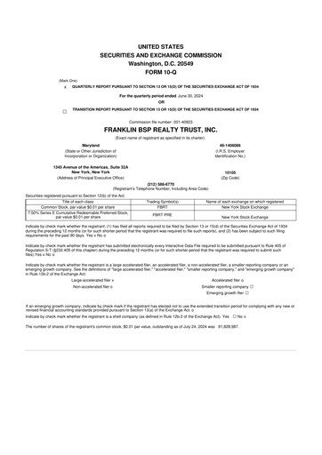 Thumbnail Franklin BSP Realty Trust 10-Q Quarterly Report FY 