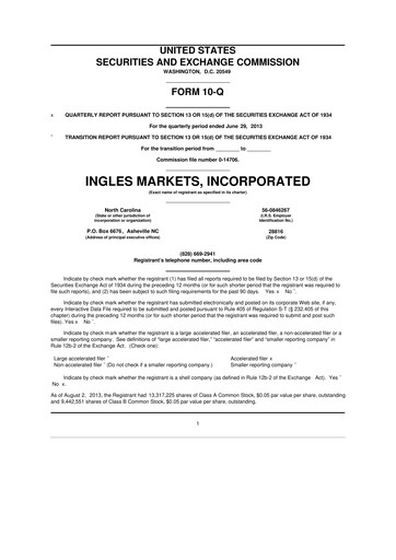 Miniature Ingles Markets 10-Q Rapport trimestriel 2013 