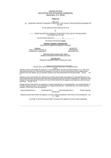 Miniature CF Bankshares 10-Q Rapport trimestriel 2013 