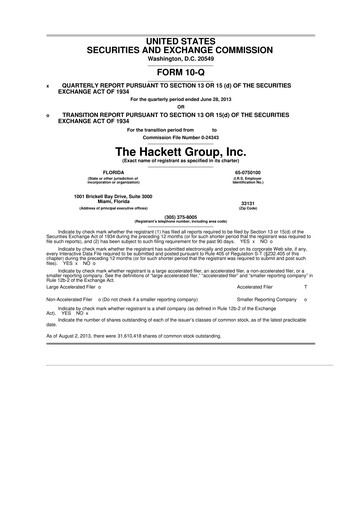 Thumbnail The Hackett Group

 10-Q Quarterly Report FY2013 