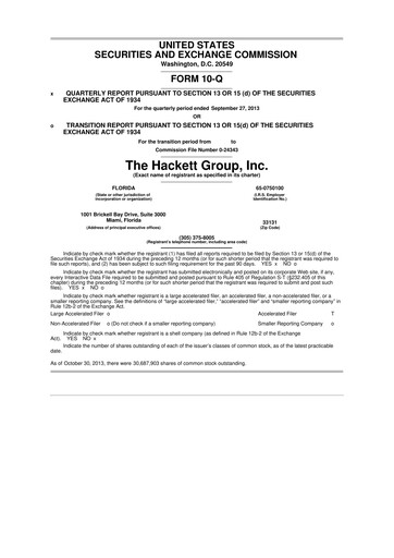 Thumbnail The Hackett Group

 10-Q Quarterly Report FY2013 