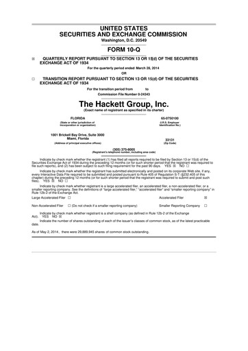 Thumbnail The Hackett Group

 10-Q Quarterly Report FY2014 