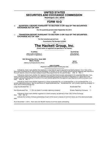 Thumbnail The Hackett Group

 10-Q Quarterly Report FY2014 