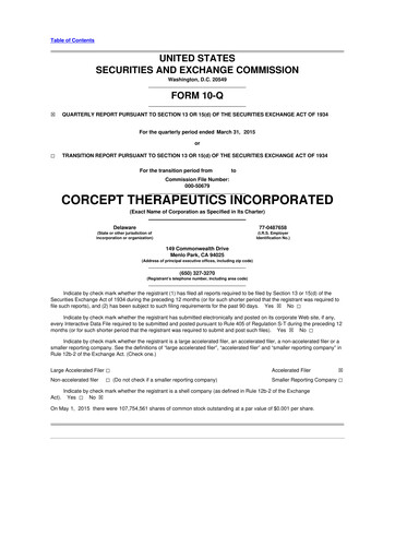 Thumbnail Corcept Therapeutics
 10-Q Quarterly Report FY2015 