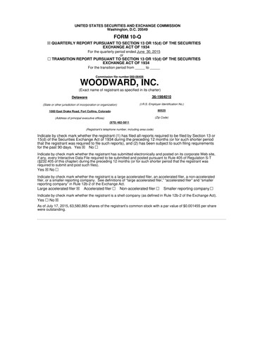 Thumbnail Woodward 10-Q Quarterly Report FY2015 
