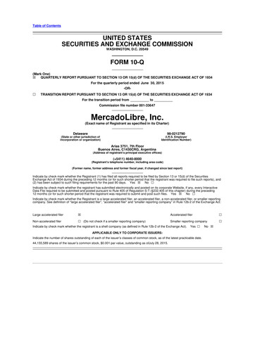 Vorschaubild MercadoLibre 10-Q Quartalsbericht 2015 