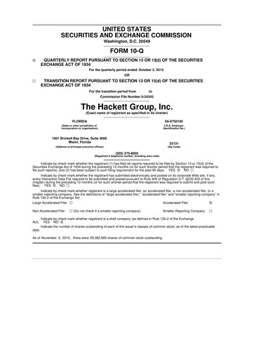 Thumbnail The Hackett Group

 10-Q Quarterly Report FY2015 