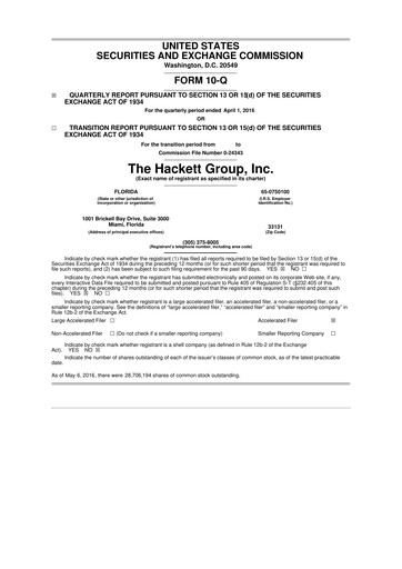 Thumbnail The Hackett Group

 10-Q Quarterly Report FY2016 