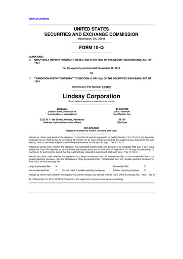 Thumbnail Lindsay Corporation
 10-Q Quarterly Report FY2016 