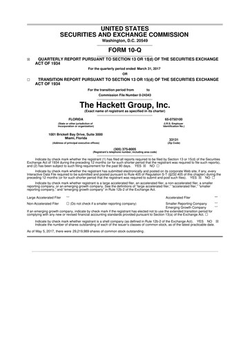 Thumbnail The Hackett Group

 10-Q Quarterly Report FY2017 