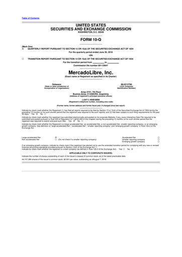 Vorschaubild MercadoLibre 10-Q Quartalsbericht 2018 