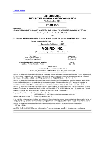 Thumbnail Monro 10-Q Quarterly Report FY2019 