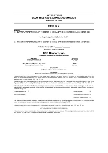 Thumbnail BCB Bancorp 10-Q Quarterly Report FY2018 