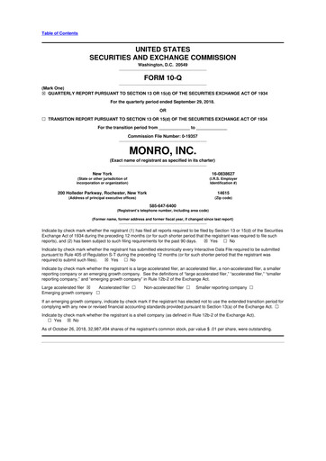 Thumbnail Monro 10-Q Quarterly Report FY2019 
