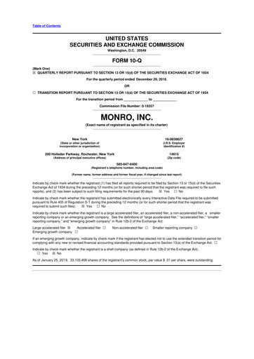 Thumbnail Monro 10-Q Quarterly Report FY2019 