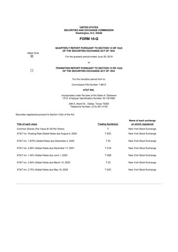 Thumbnail AT&T 10-Q Quarterly Report FY2019 