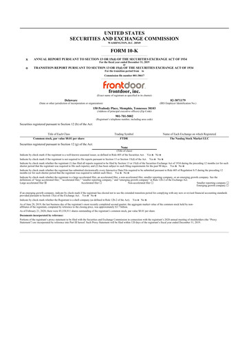 Thumbnail Frontdoor 10-K Annual Report 2019