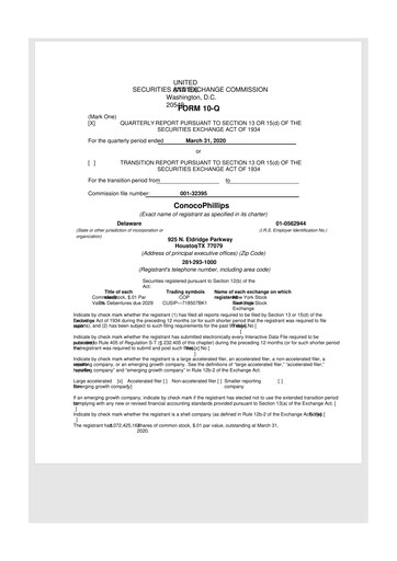 Thumbnail ConocoPhillips 10-Q Quarterly Report FY2020 