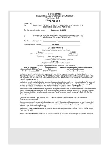 Thumbnail ConocoPhillips 10-Q Quarterly Report FY2020 