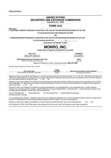 Thumbnail Monro 10-Q Quarterly Report FY 