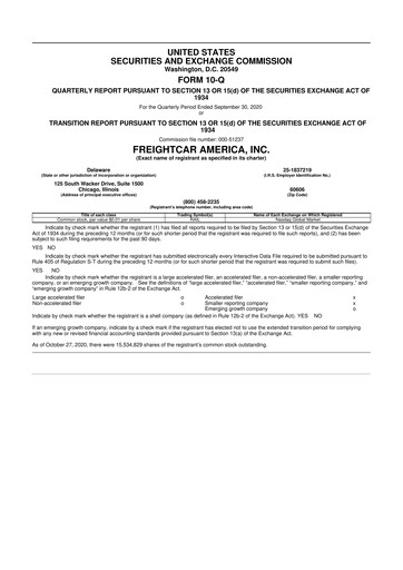 Thumbnail FreightCar America
 10-Q Quarterly Report FY2020 