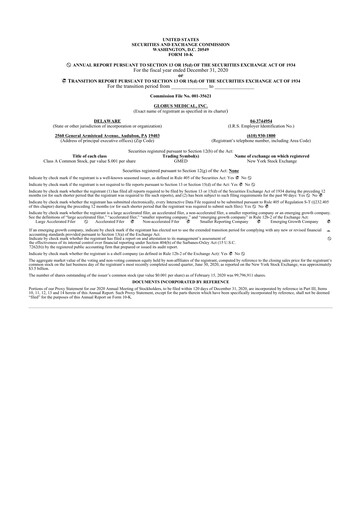 Thumbnail Globus Medical 10-K Annual Report 2020