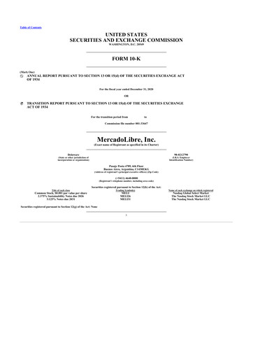 Thumbnail MercadoLibre 10-K Annual Report 2020