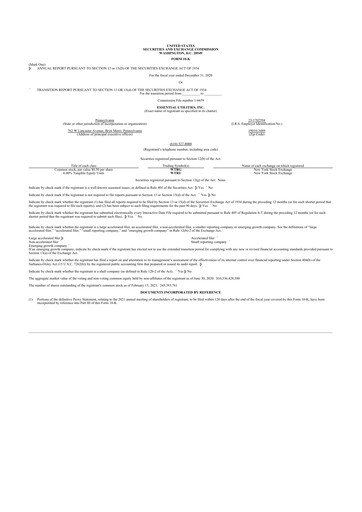 Thumbnail Essential Utilities
 10-K Annual Report 2020