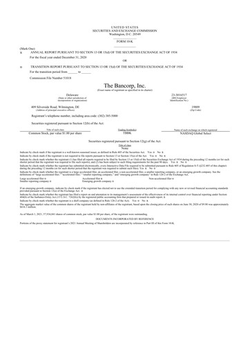 Thumbnail The Bancorp, Inc. 10-K Annual Report 2020