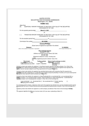 Thumbnail ConocoPhillips 10-Q Quarterly Report FY2021 