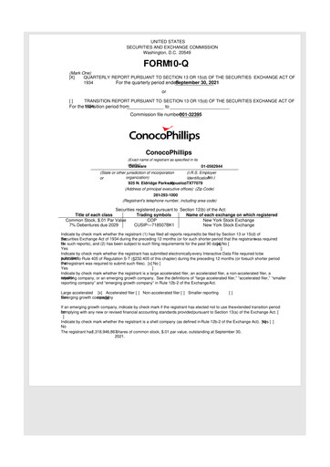 Thumbnail ConocoPhillips 10-Q Quarterly Report FY2021 