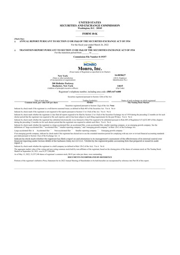 Thumbnail Monro 10-K Annual Report 2022