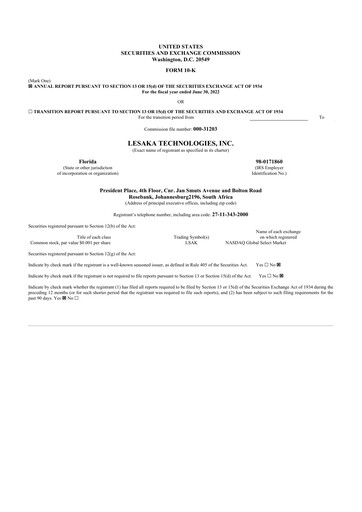 Thumbnail Lesaka Technologies 10-K Annual Report 2022