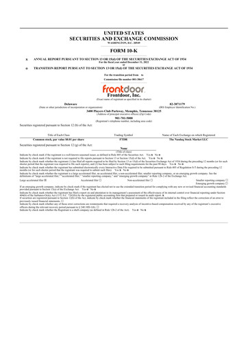 Thumbnail Frontdoor 10-K Annual Report 2022