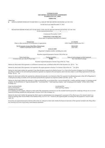 Thumbnail Essential Utilities
 10-K Annual Report 2022
