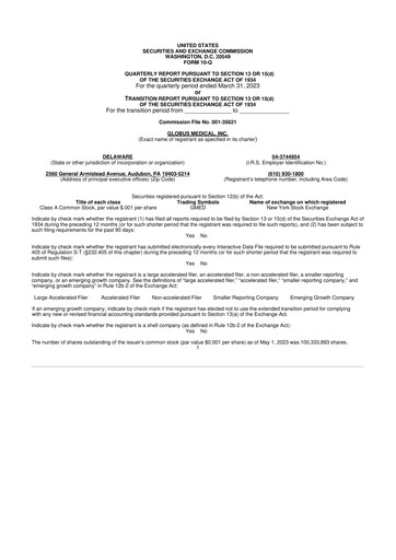 Thumbnail Globus Medical 10-Q Quarterly Report FY2023 