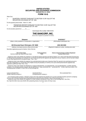 Thumbnail The Bancorp, Inc. 10-Q Quarterly Report FY2023 