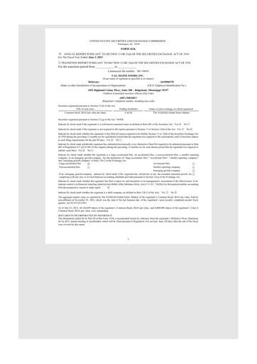 Thumbnail Cal-Maine Foods 10-K Annual Report 2023