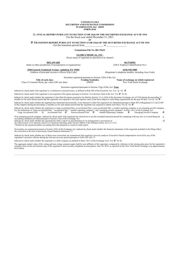 Thumbnail Globus Medical 10-K Annual Report 2023
