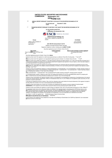 Thumbnail USCB Financial Holdings 10-K Annual Report 2023
