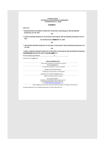 Thumbnail Diana Shipping 20-F Annual Report 2023