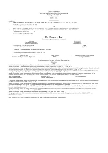 Thumbnail The Bancorp, Inc. 10-K Annual Report 2024