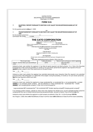 Thumbnail Cato Fashion 10-Q Quarterly Report FY2026 