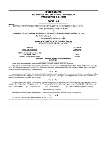 Thumbnail Range Resources
 10-Q Quarterly Report FY2013 
