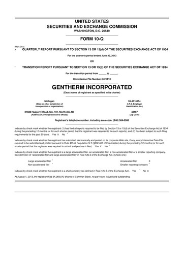 Thumbnail Gentherm 10-Q Quarterly Report FY2013 