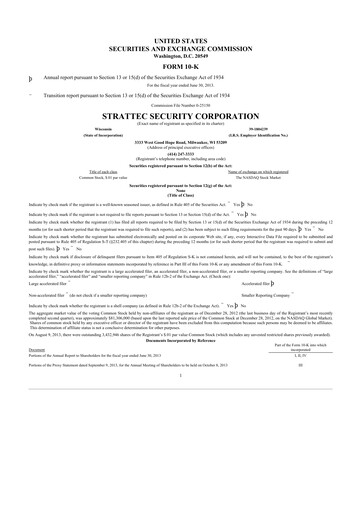 Miniature Strattec Security 10-K Rapport annuel 2013