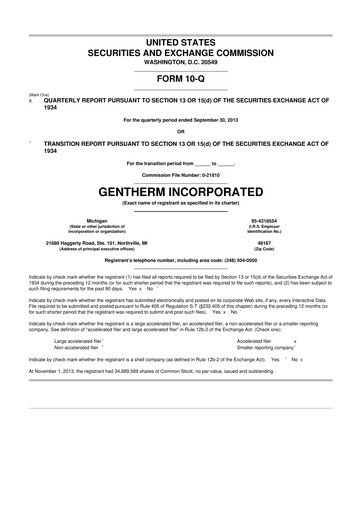 Thumbnail Gentherm 10-Q Quarterly Report FY2013 