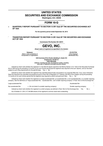 Vorschaubild Gevo 10-Q Quartalsbericht 2013 